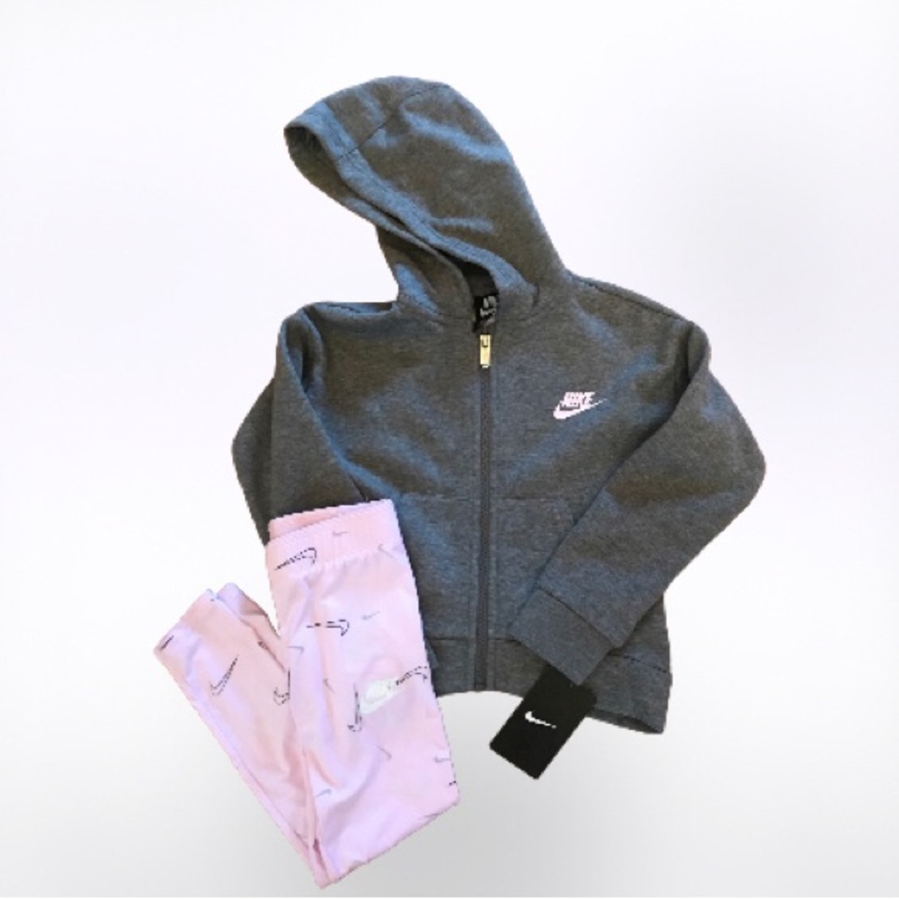 💕 NEW NIKE Girls Sweatshirt Zip Hoodie & Legging Set (Available in Size 4 & 6) - Picture 2 of 9